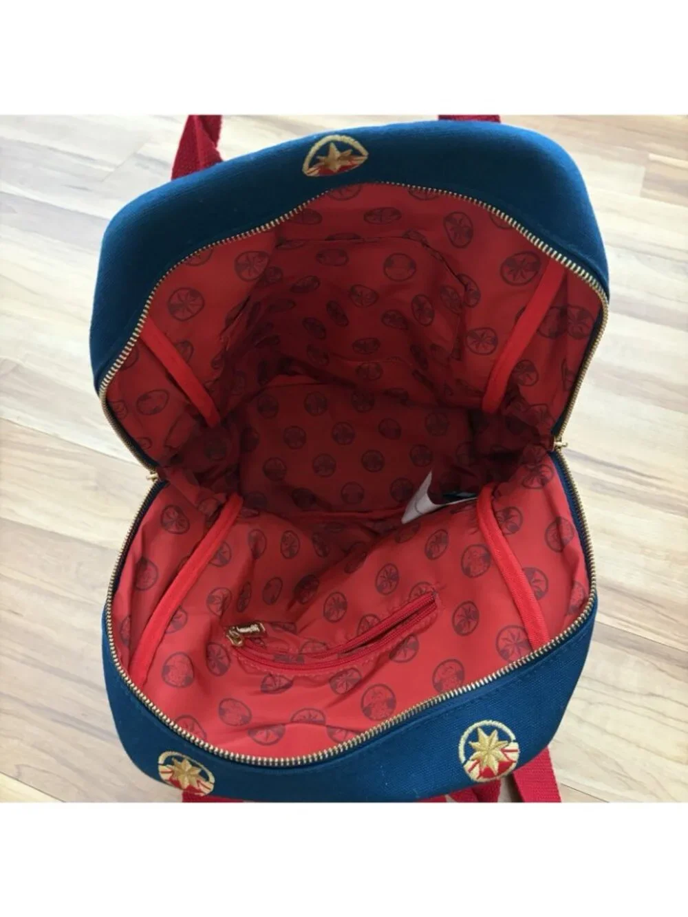 Disney Parks Loungefly Captain Marvel Canvas Mini Backpack Blue Red